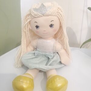 Adorable Doll with Yellow Shoes and Silver Crown
